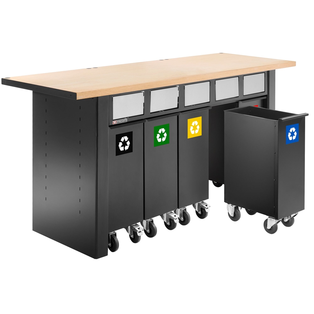 Set de 5 containeurs à déchets avec système de trappes - FACOM - JLS3-5BINS