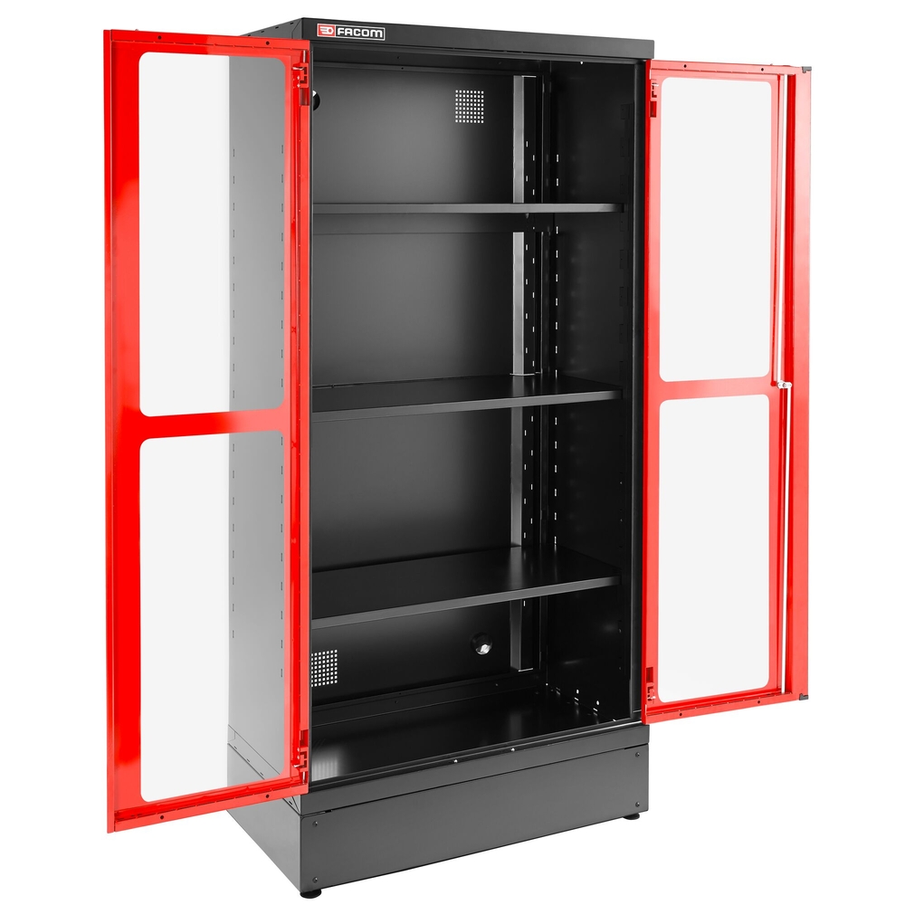 Armoire 2 portes vitrées plexi 3 étagères L 1000 x p 506 x h 2060 mm rouge - FACOM - JLS3-A1000PV