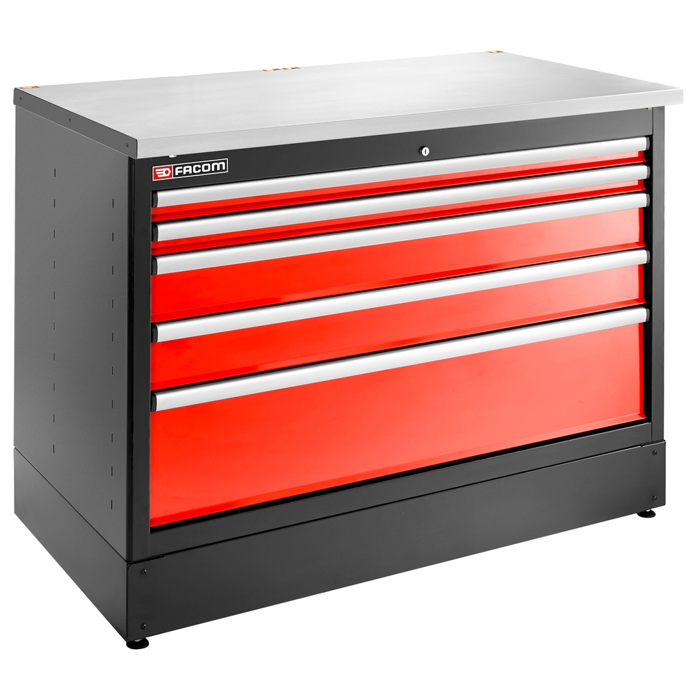 Meuble bas double 5 tiroirs 1269 x 421 mm rouge - FACOM - JLS3-MBD5T