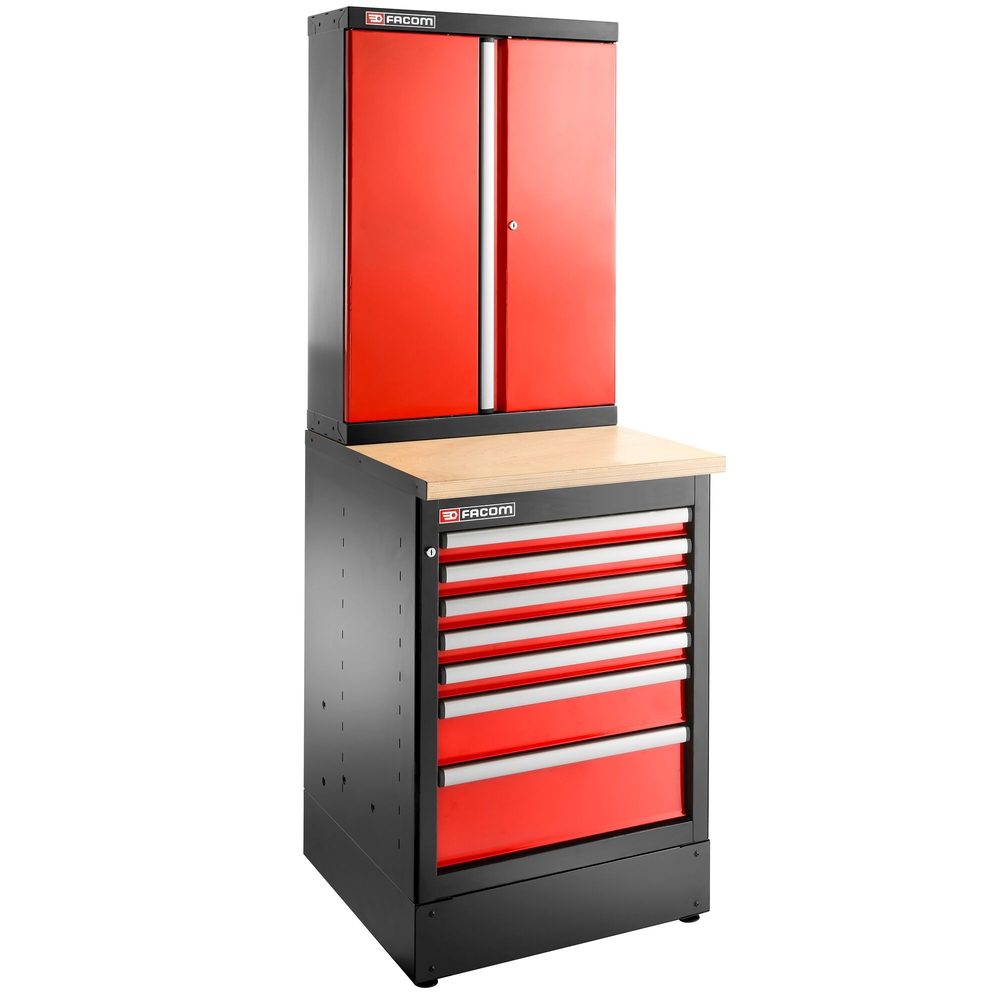 Meuble bas simple 7 tiroirs 569 x 421 mm rouge - FACOM - JLS3-MBS7T