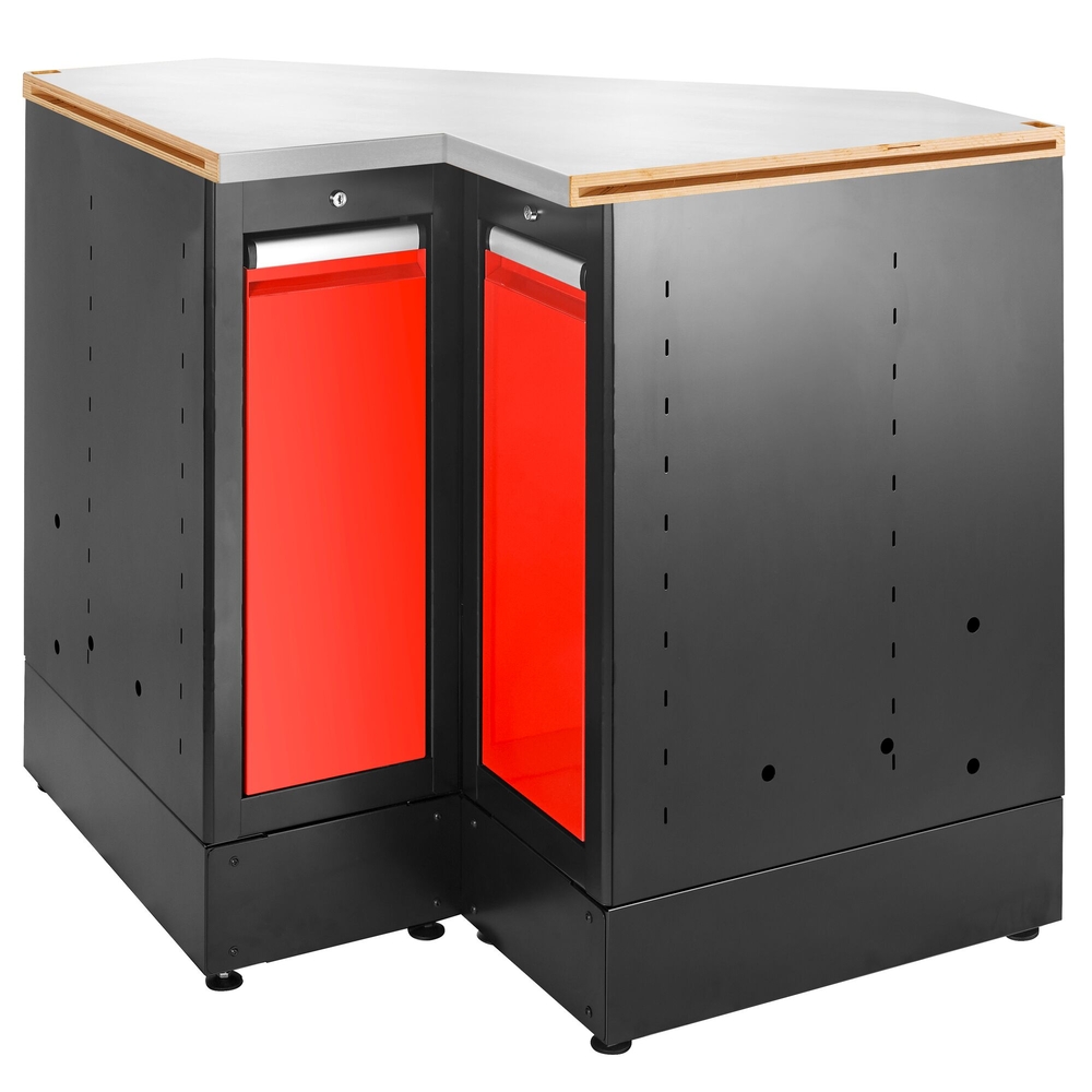 Meuble bas angle 2 tiroirs verticaux plateau inox rouge - FACOM - JLS3-MBSCSG