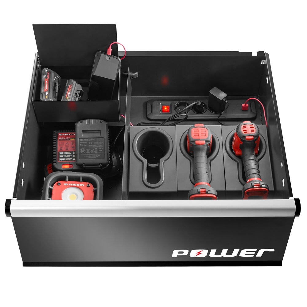 Meuble bas simple 6 tiroirs avec 1 tiroir POWER 569 x 421 mm rouge - FACOM - JLS3-MBSPOWER