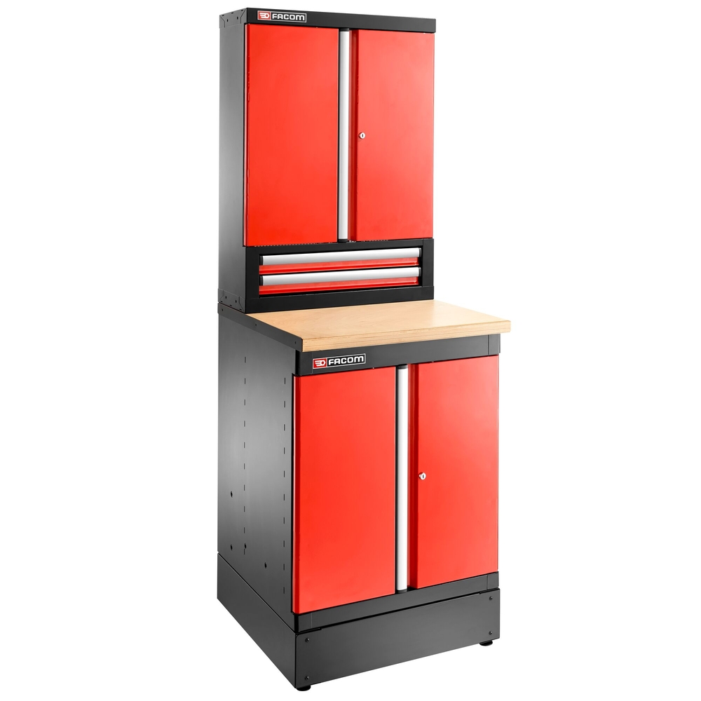 Meuble bas simple 2 portes pleines 1 étagère rouge - FACOM - JLS3-MBSPP