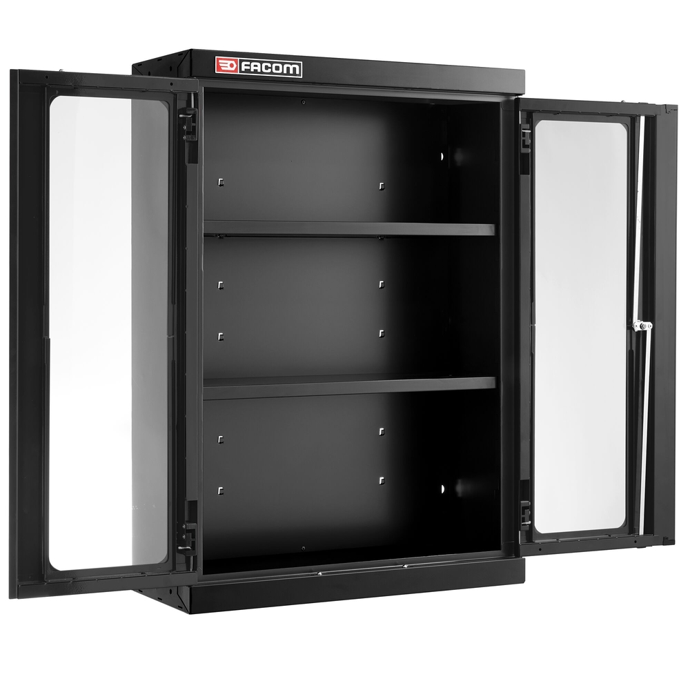 Meuble haut 2 portes vitrées en plexi 2 étagères noir - FACOM - JLS3-MHSPVBS