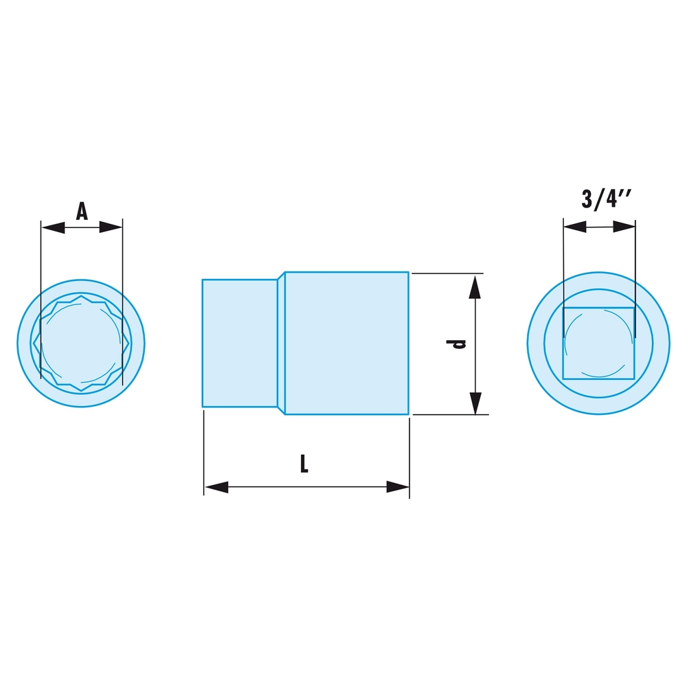 Douille 3/4” 12 pans métrique 17 mm antidéflagrant - FACOM - K.17SR