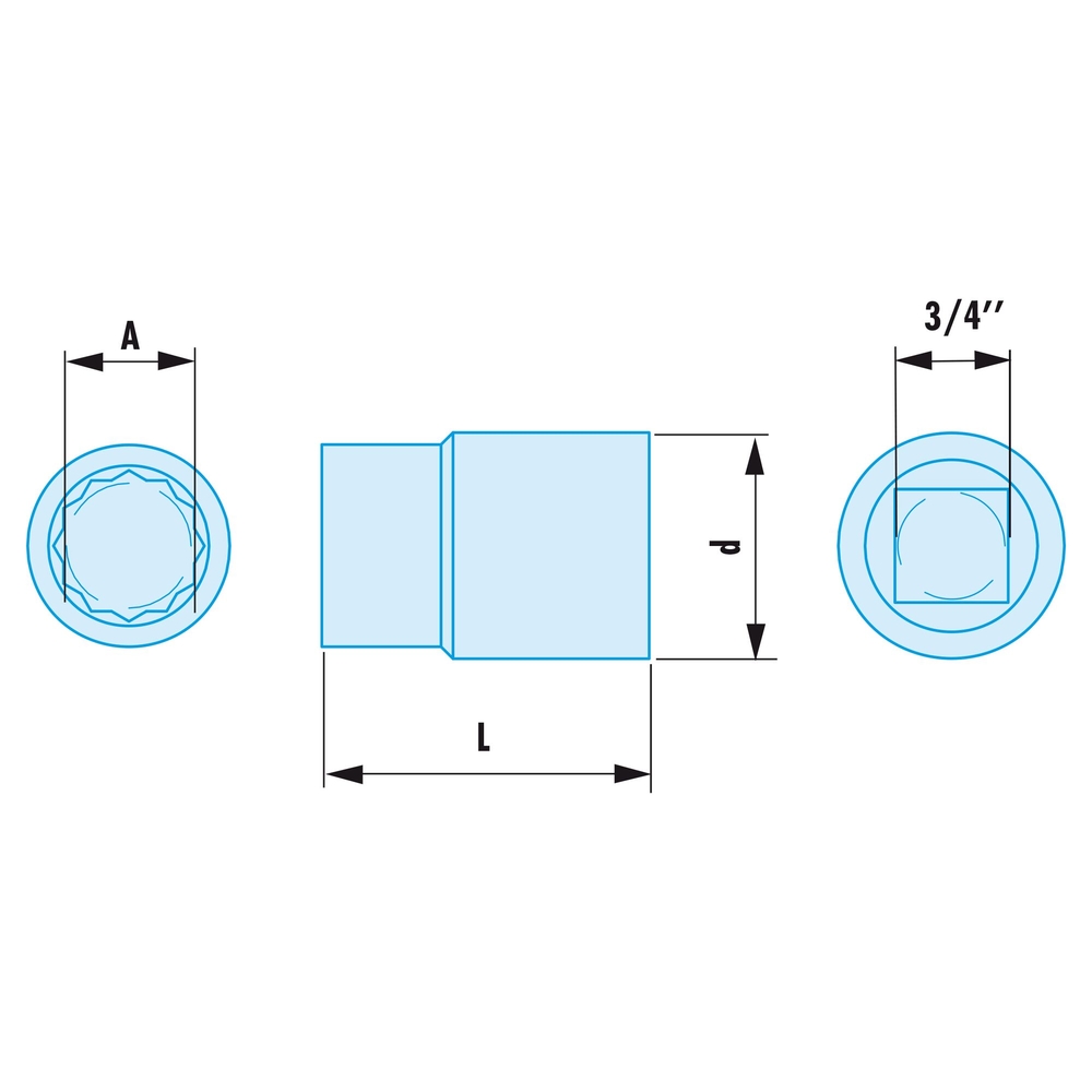 Douille 3/4” 12 pans métrique 22 mm antidéflagrant - FACOM - K.22SR