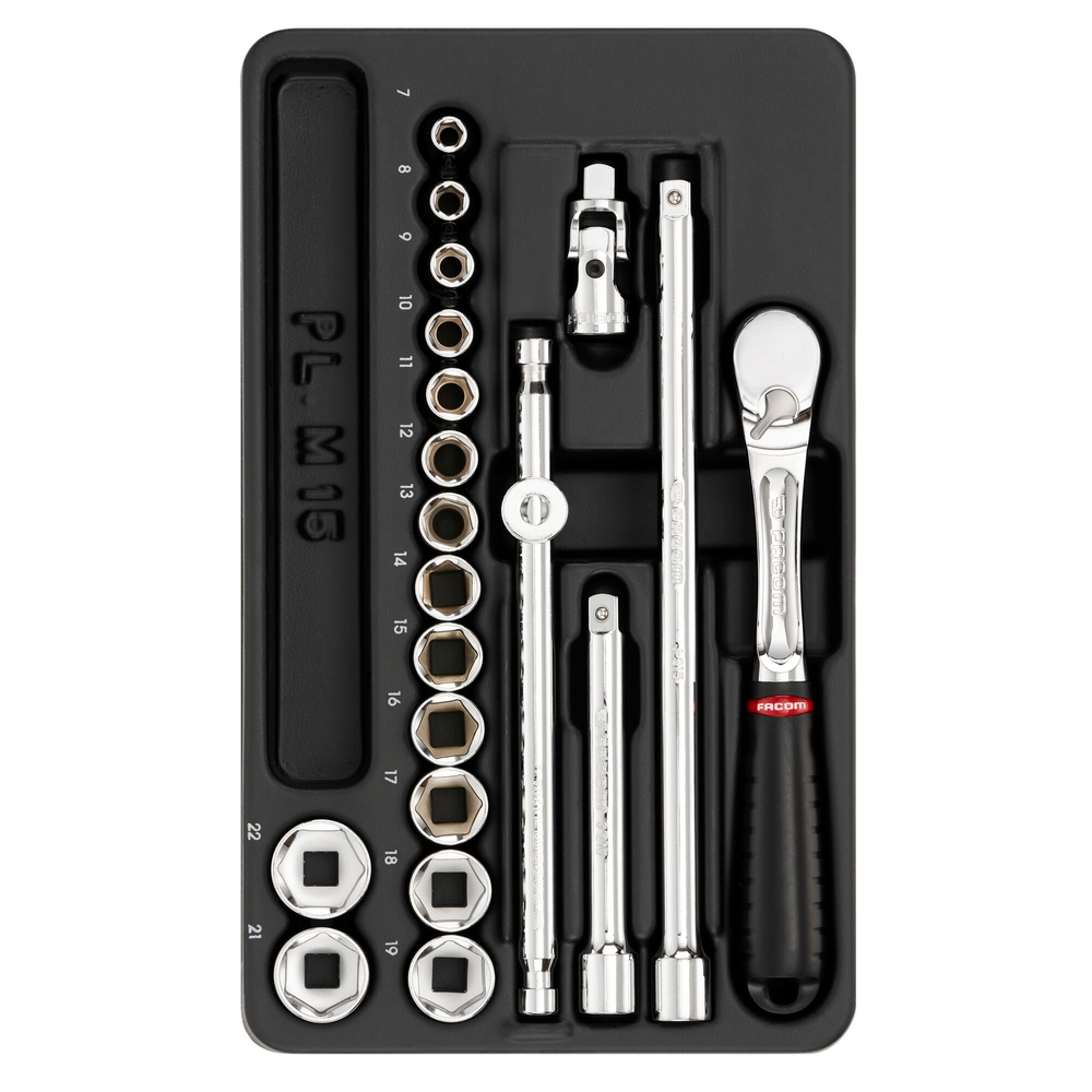 Module douilles 6 pans métriques - 20 pièces 3/8