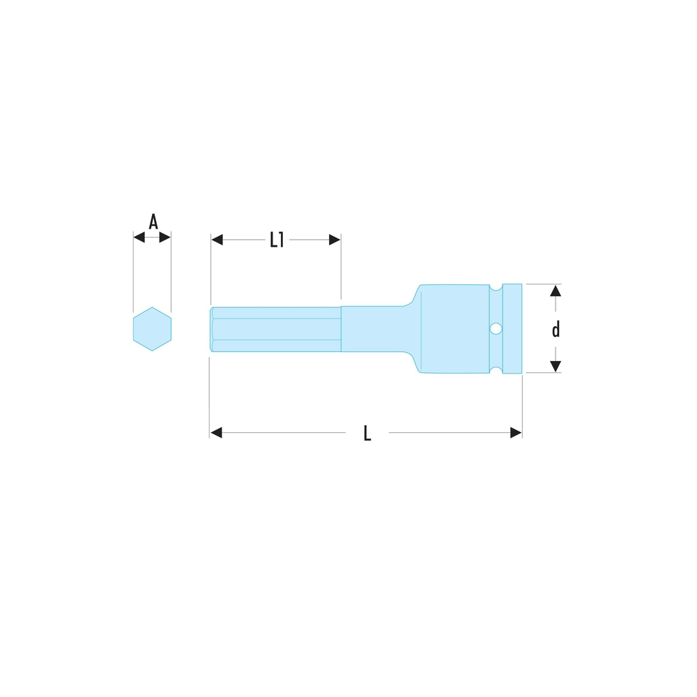 Douille tournevis impact pour vis 6 pans creux métrique 3/4