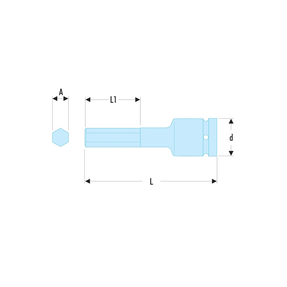 Douille tournevis impact pour vis 6 pans creux métrique 3/4
