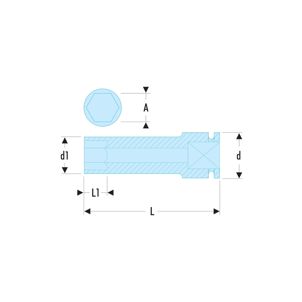Douille impact longue 6 pans métrique 1