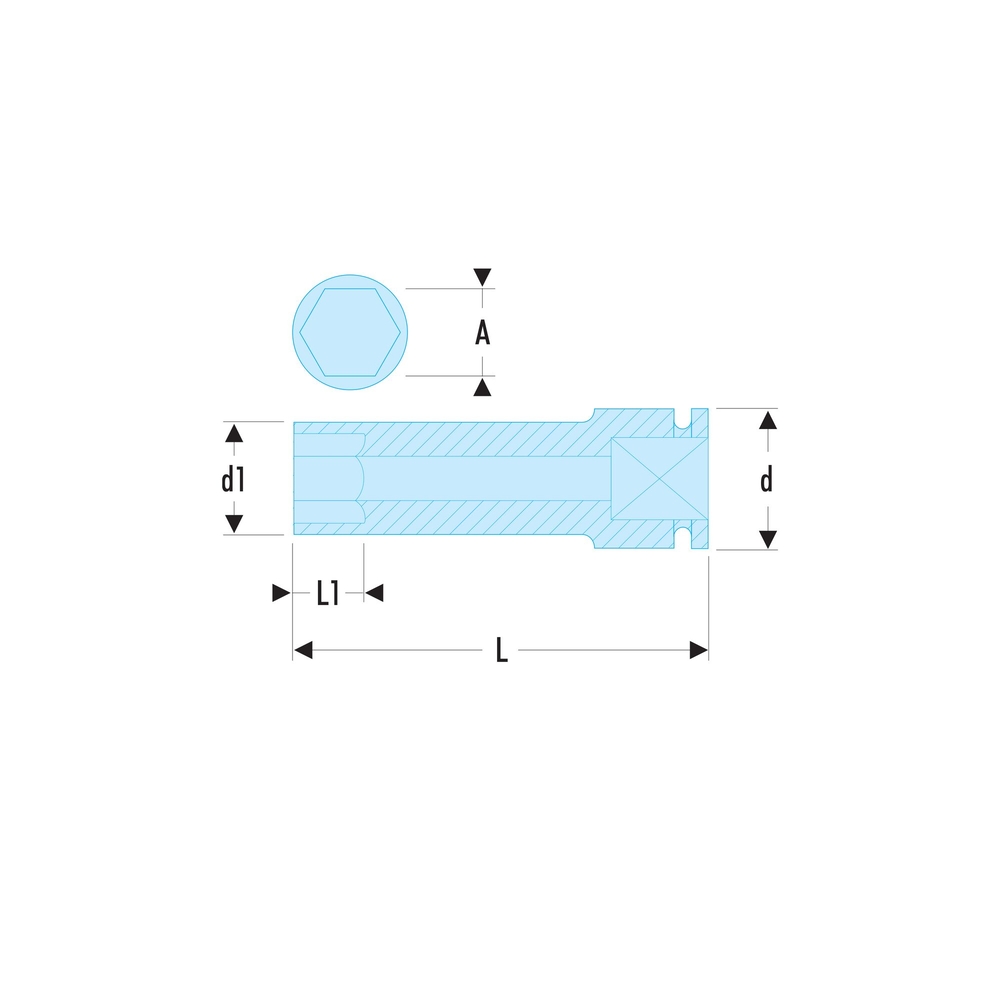 Douille impact longue 6 pans métrique 1