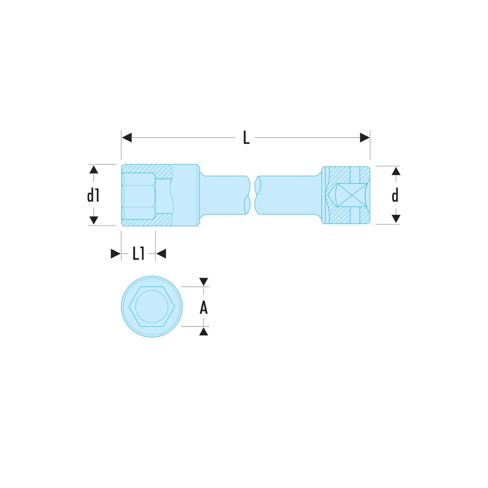 Douille impact extra-longue 6 pans métrique 1