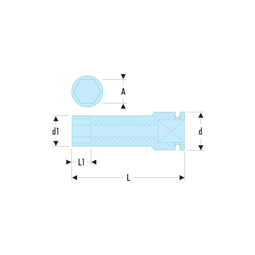 Douille impact longue 6 pans métrique 1