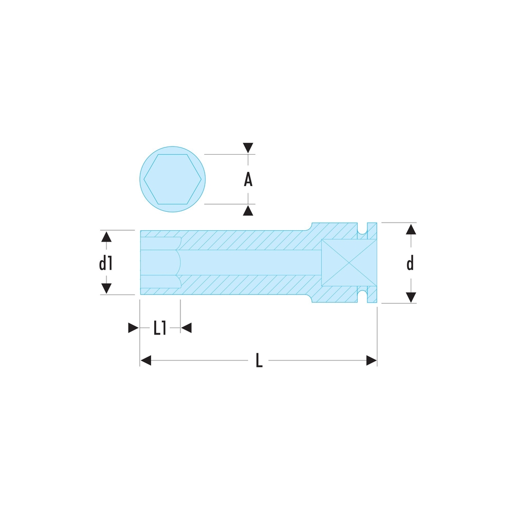 Douille impact longue 6 pans métrique 1