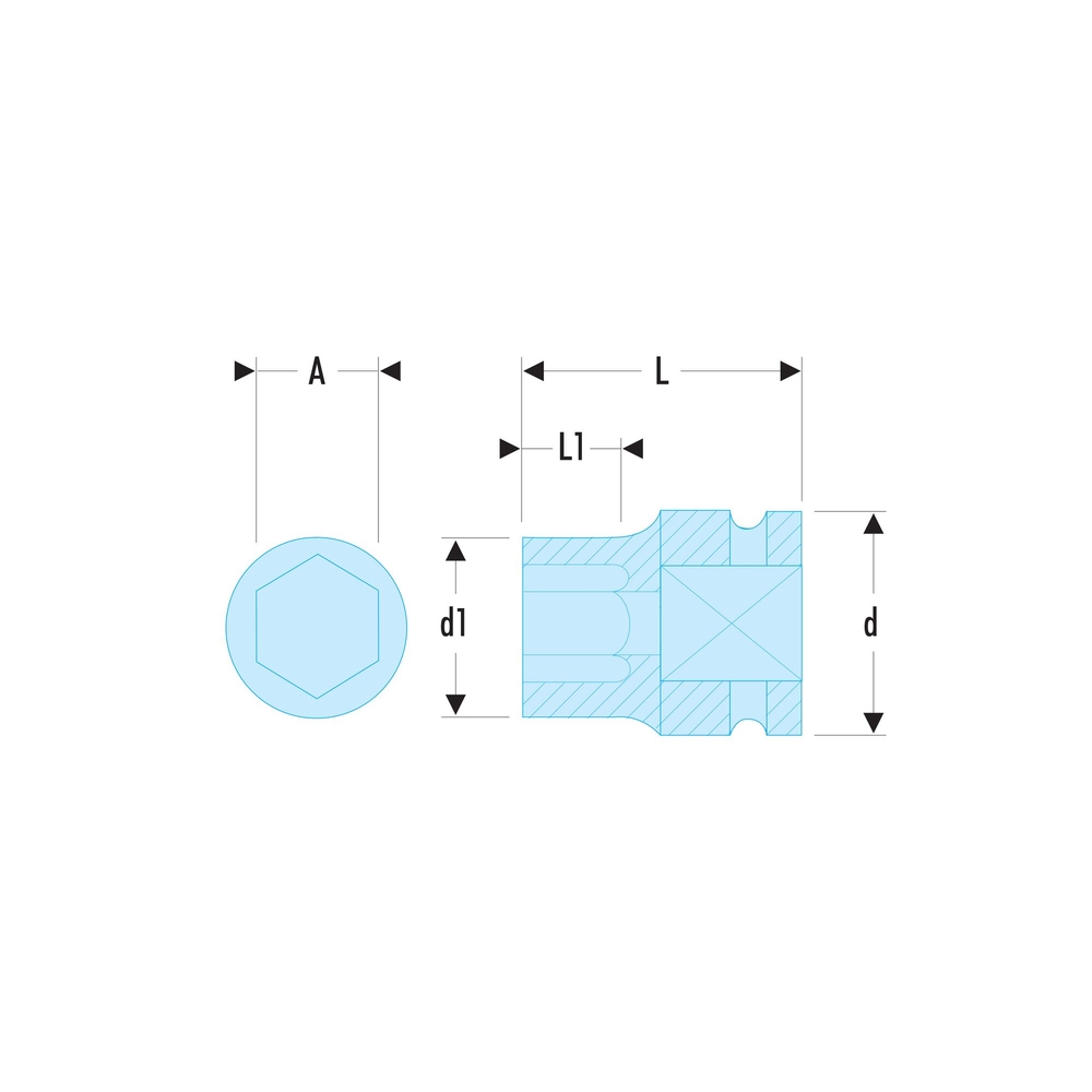 Douille impact 6 pans, en pouces, 1/2