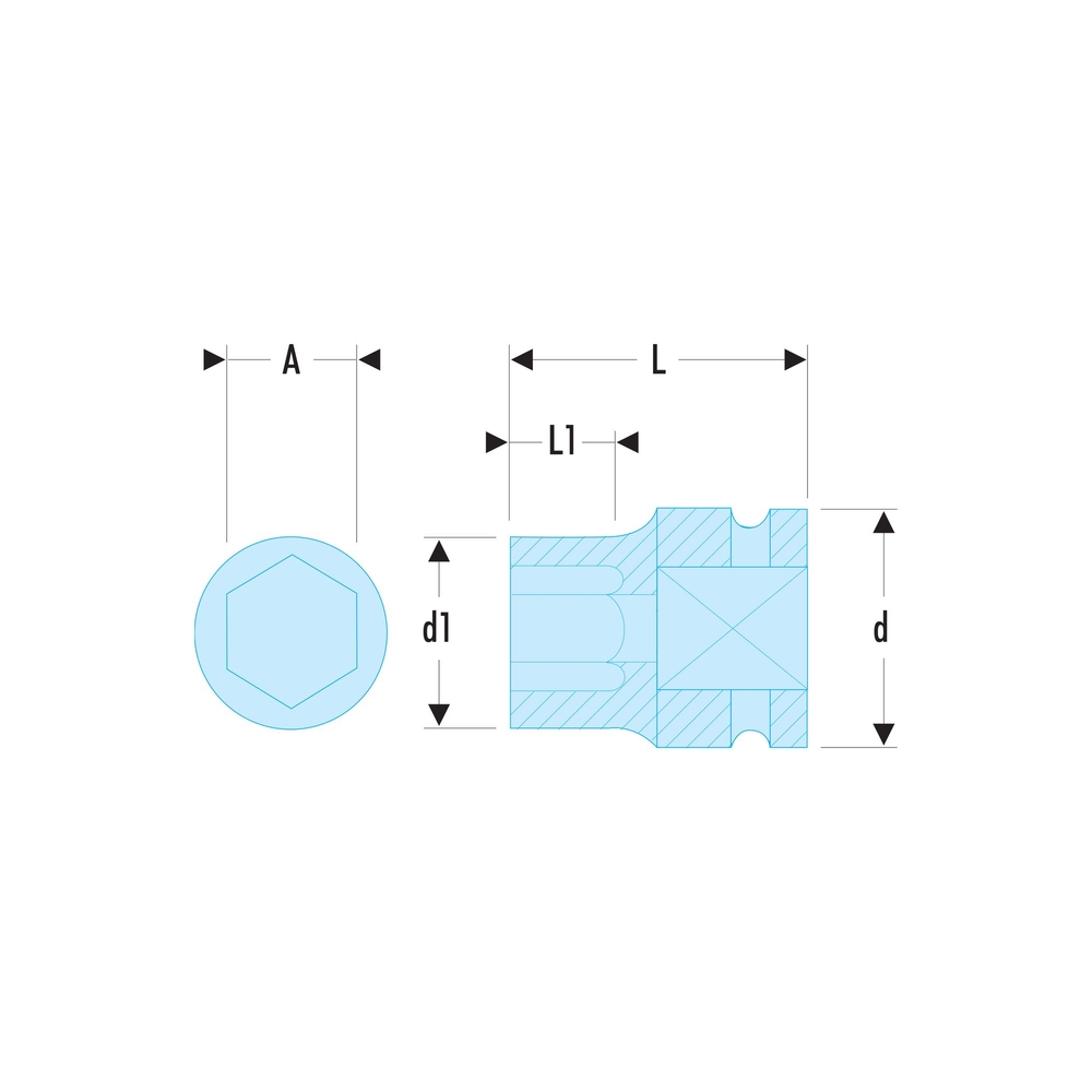Douille impact 1/2 6 pans 14mm - FACOM - NS.14A