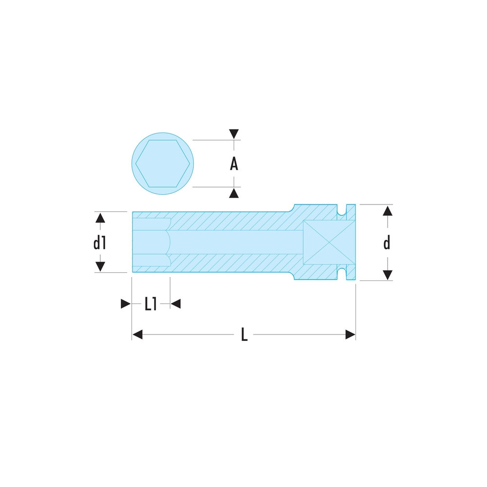 Douille impact 1/2 longues 6 pans 28 mm - FACOM - NS.28LA
