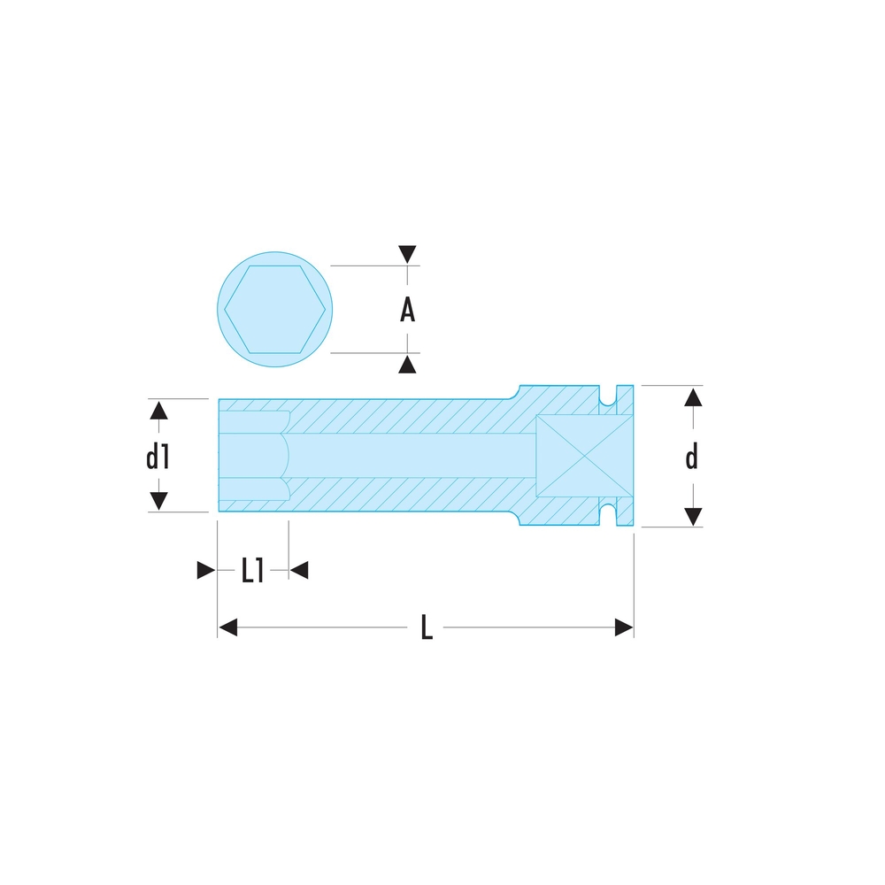 Douille impact longue 12 pans métrique 1/2