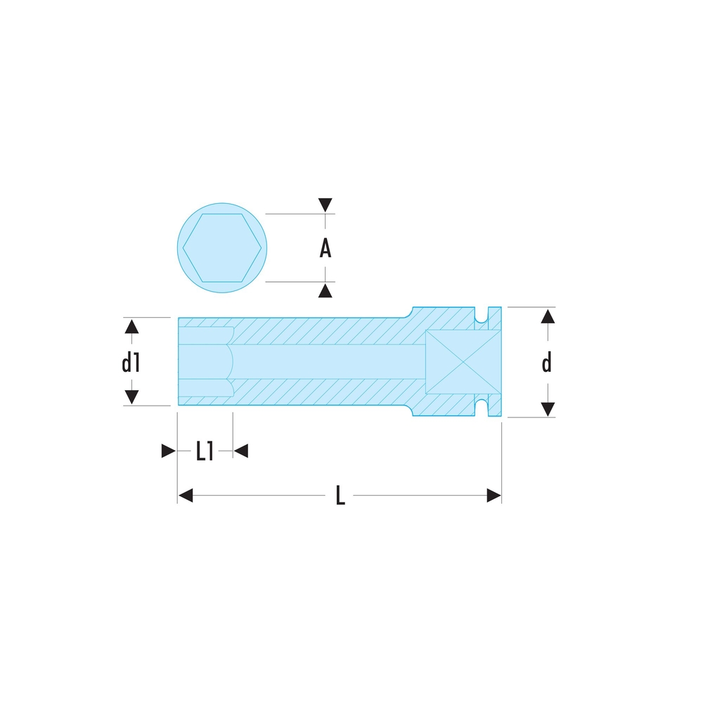 Douille impact longue 12 pans métrique 1/2