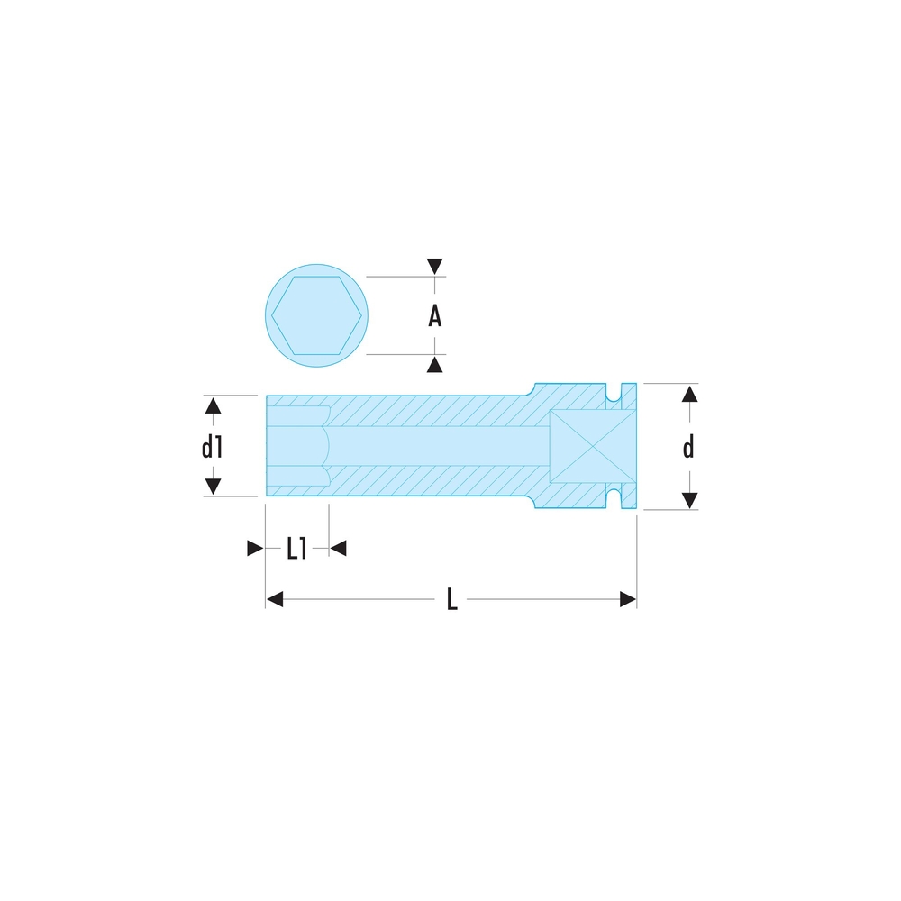 Douille impact longue 12 pans métrique 1/2
