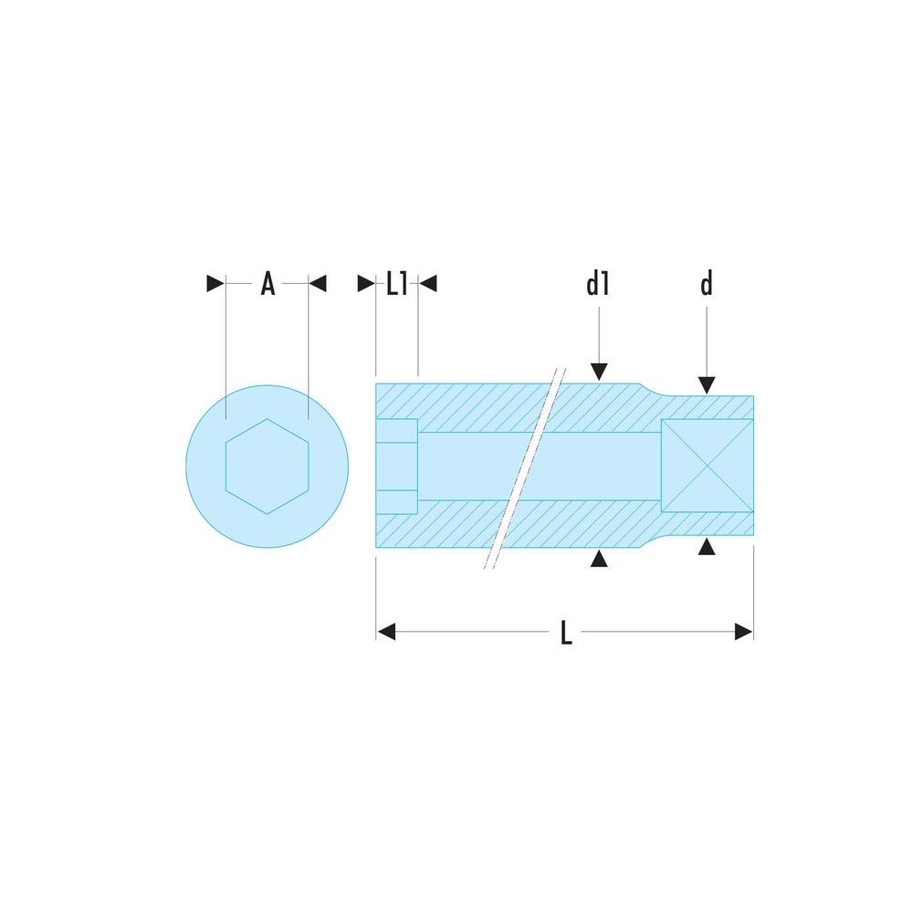 Douille 1/4 longue 12p 10mm - FACOM - R.10EL