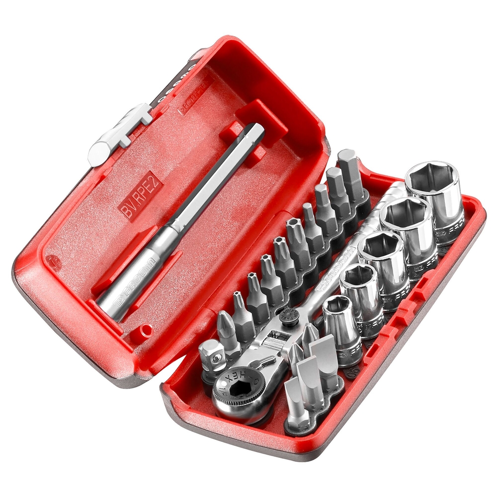 Coffret douilles 1/4'' 6 pans métriques et embouts - 23 pièces - FACOM - R1PICO