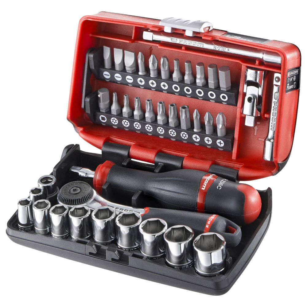 Coffret douilles 6 pans métriques et embouts 38 pièces 1/4 FACOM - R2NANOPB