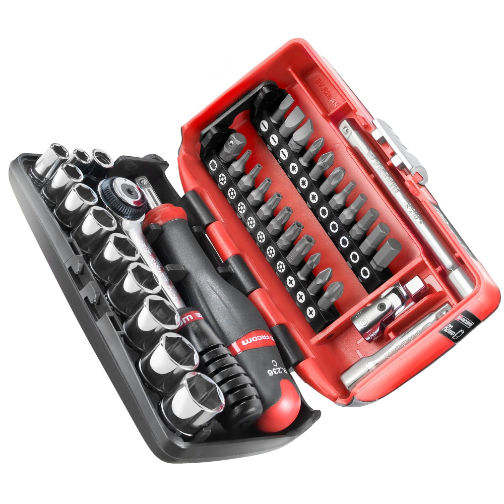 Coffret douilles 6 pans métriques et embouts 38 pièces 1/4 FACOM - R2NANOPB