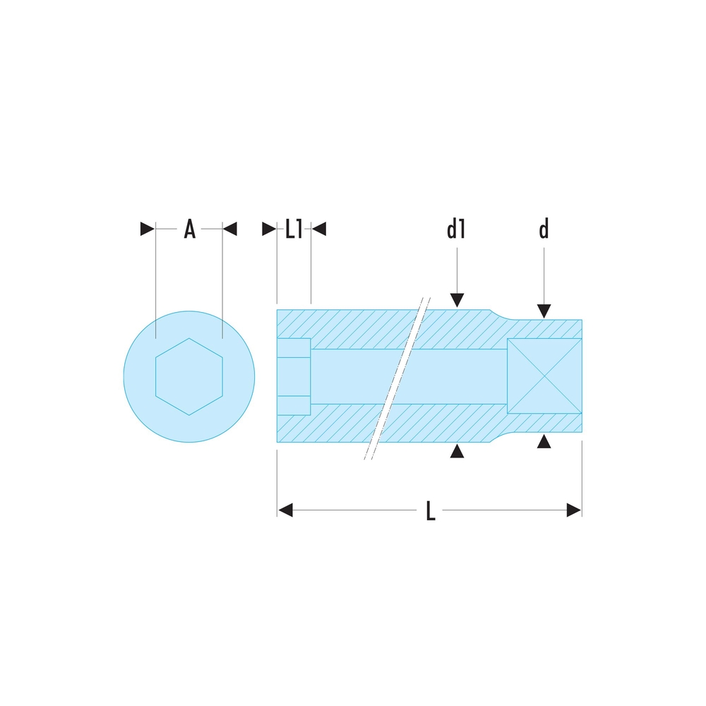 Douille 1/4 longue 12pans 3/16 - FACOM - R.3/16EL
