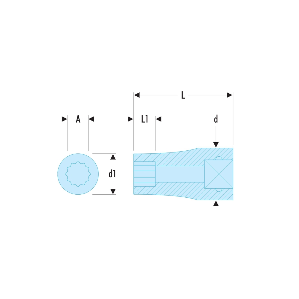 Douille 1/4 longue 12pans 3/8 - FACOM - R.3/8EL