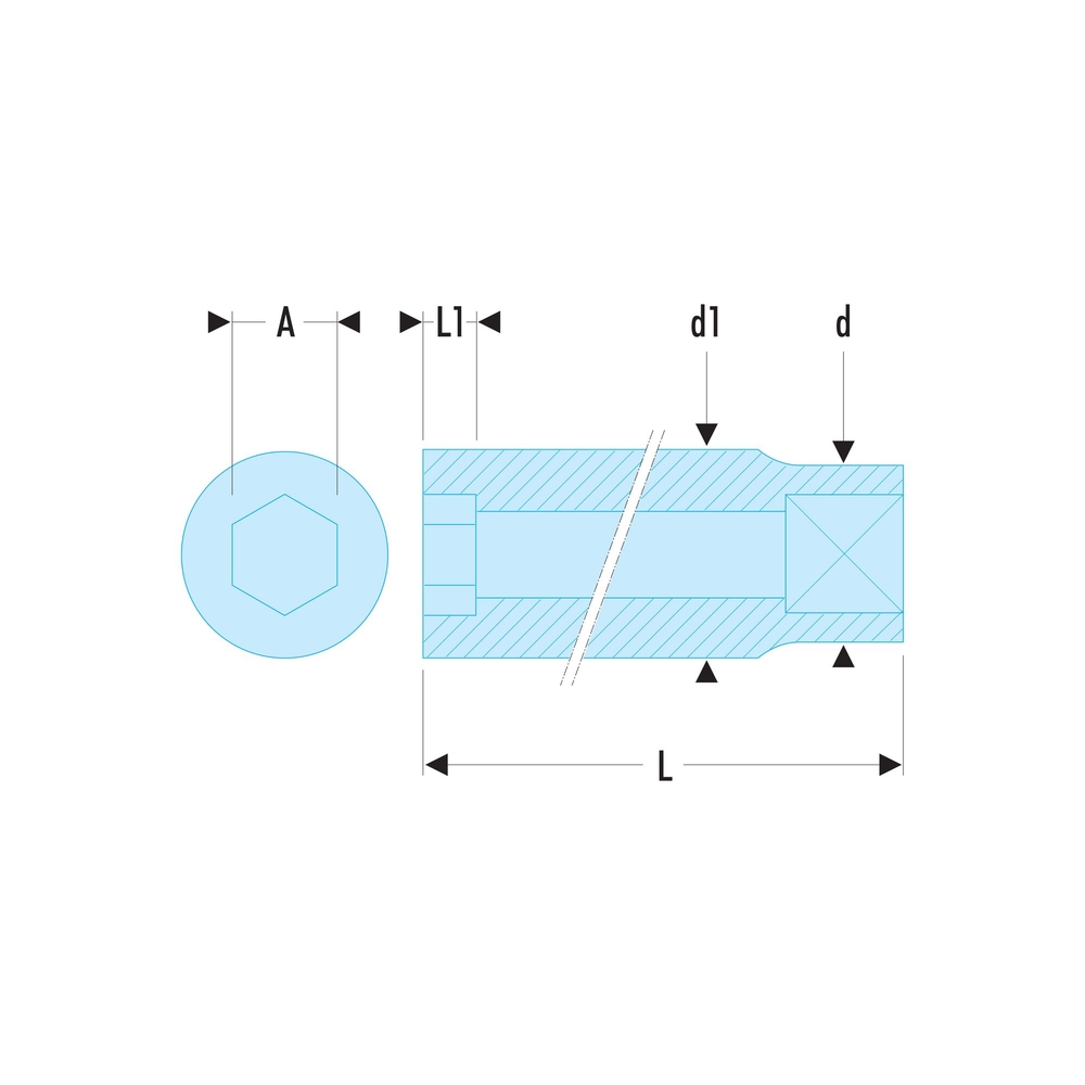 Douille 1/4 longue 12p 6mm - FACOM - R.6EL