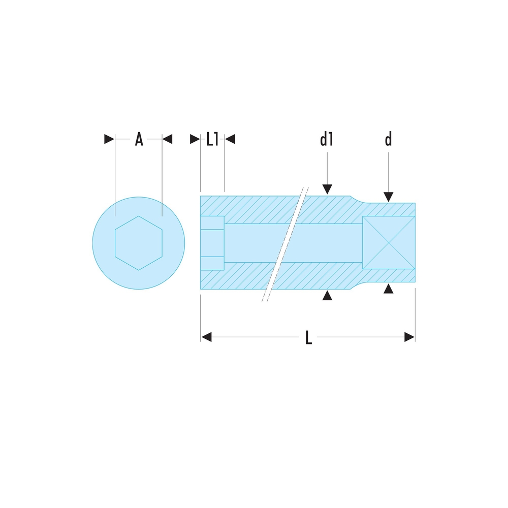 Douille 1/4 longue 6 pans 6mm - FACOM - R.6LA