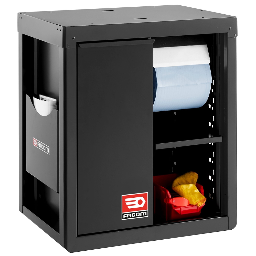 Meuble bas avec bac de recyclage et support rouleau papier - noir - RWS2 - FACOM - RWS2-MBSERBS