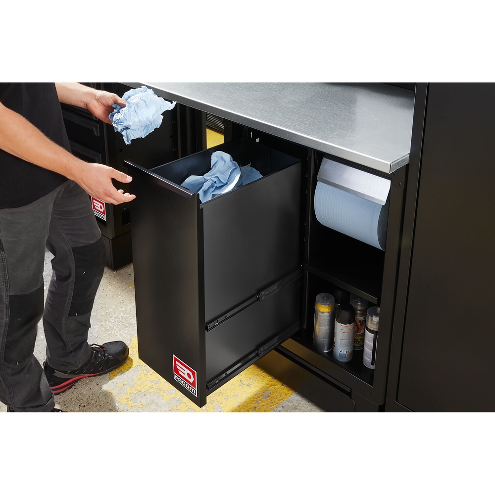 Meuble bas avec bac de recyclage et support rouleau papier - noir - RWS2 - FACOM - RWS2-MBSERBS