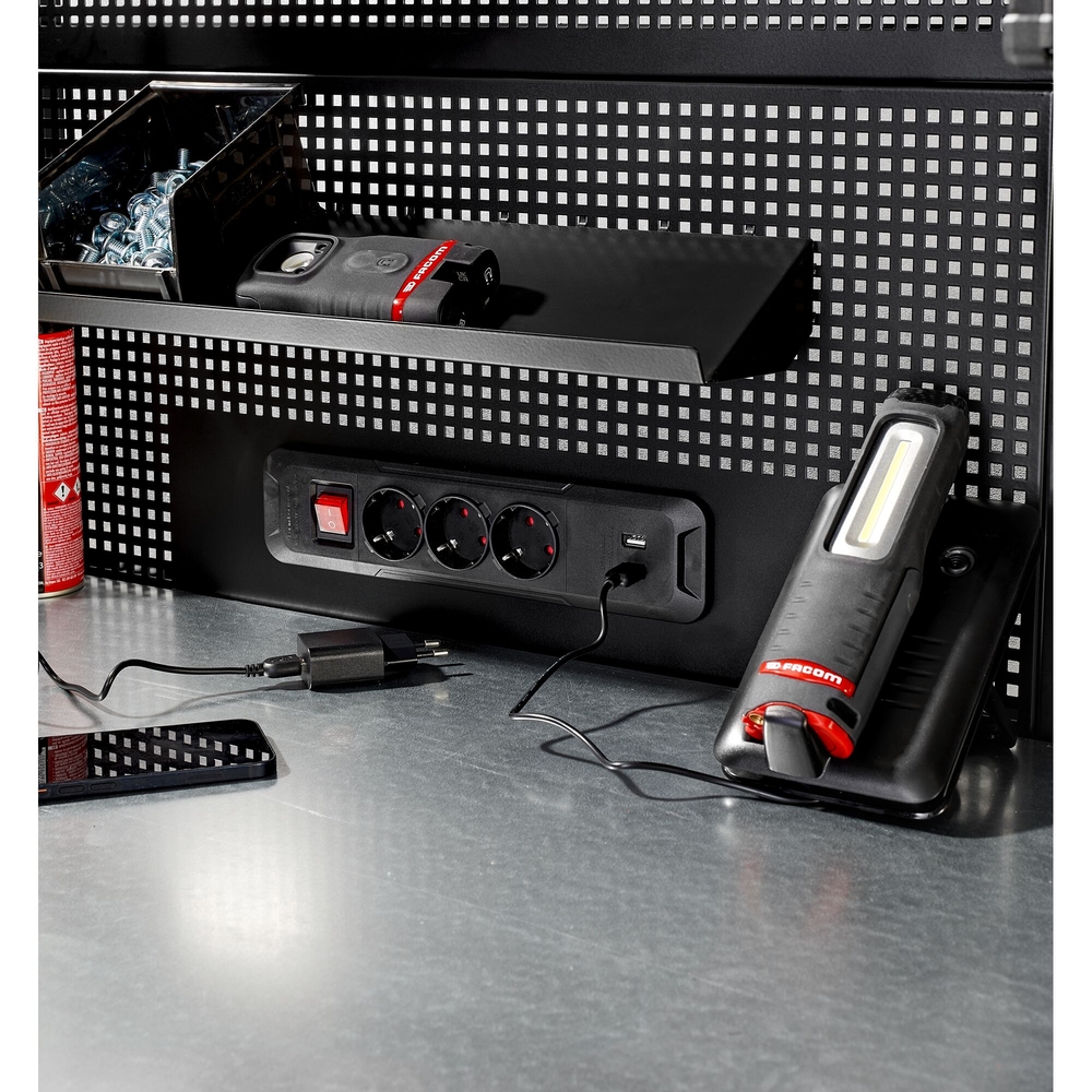 Panneau perforé avec bloc prises - noir - RWS2 - FACOM - RWS2-PPAV1USBBS