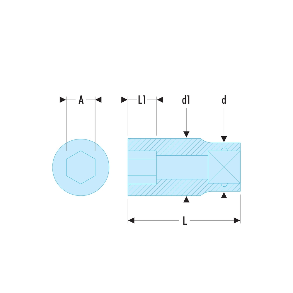 Douille 1/2' 6 pans 11/16 - FACOM - S.11/16H