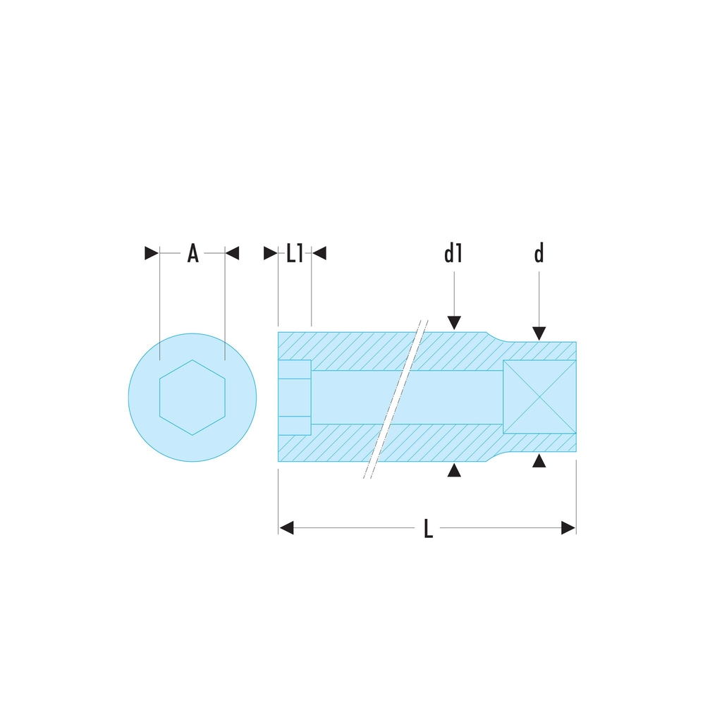 Douille 1/2' longue 12p.11/16 - FACOM - S.11/16LA
