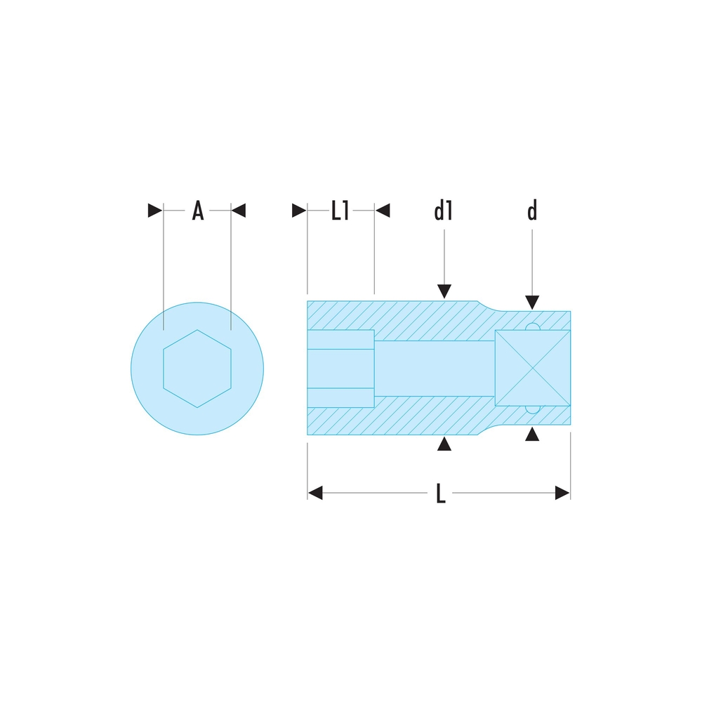 Douille 1/2' 6 pans 13/16 - FACOM - S.13/16H