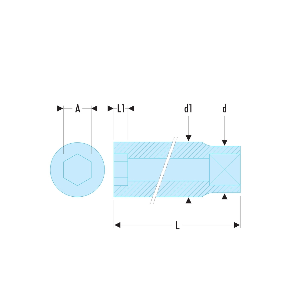 Douille 1/2' longue 6pans 13 mm - FACOM - S.13HLA