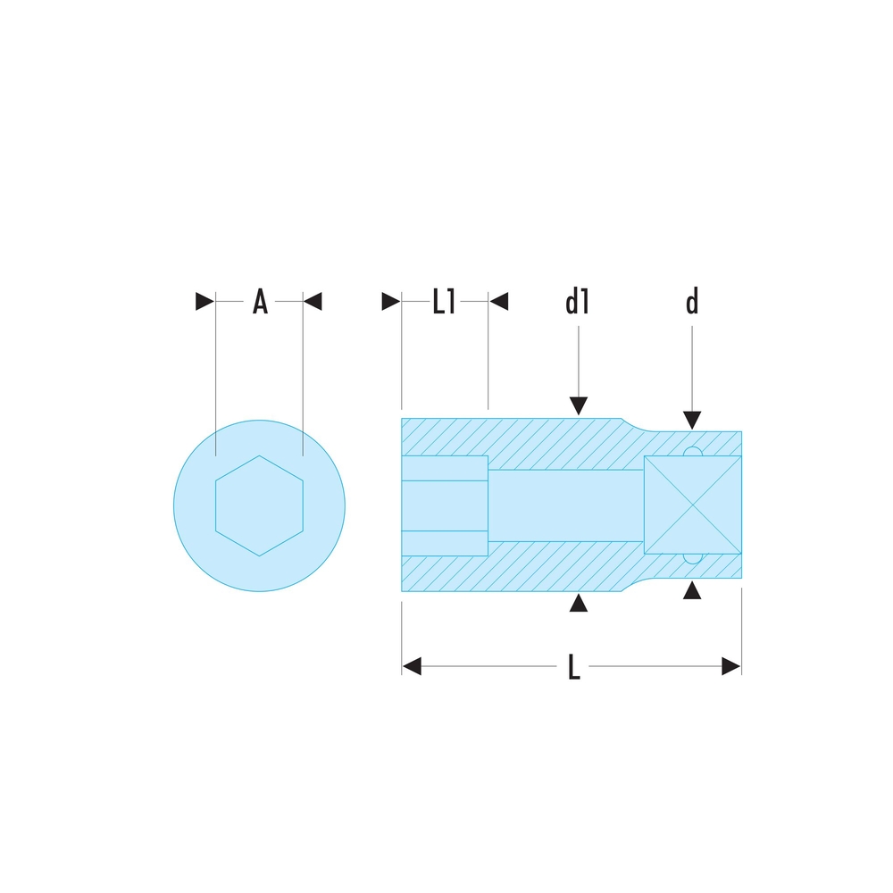 Douille 1/2' 6 pans 19/32 - FACOM - S.19/32H