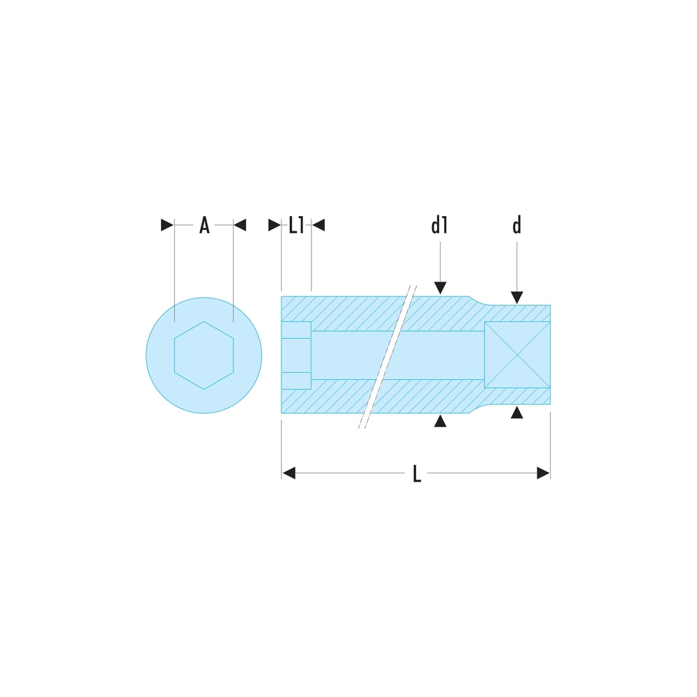 Douille 1/2' longue 6pans 19 mm - FACOM - S.19HLA