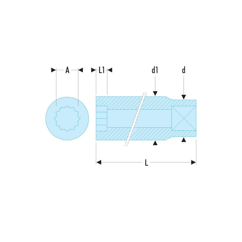 Douille 1/2' longue 12 pans 19 mm - FACOM - S.19LA