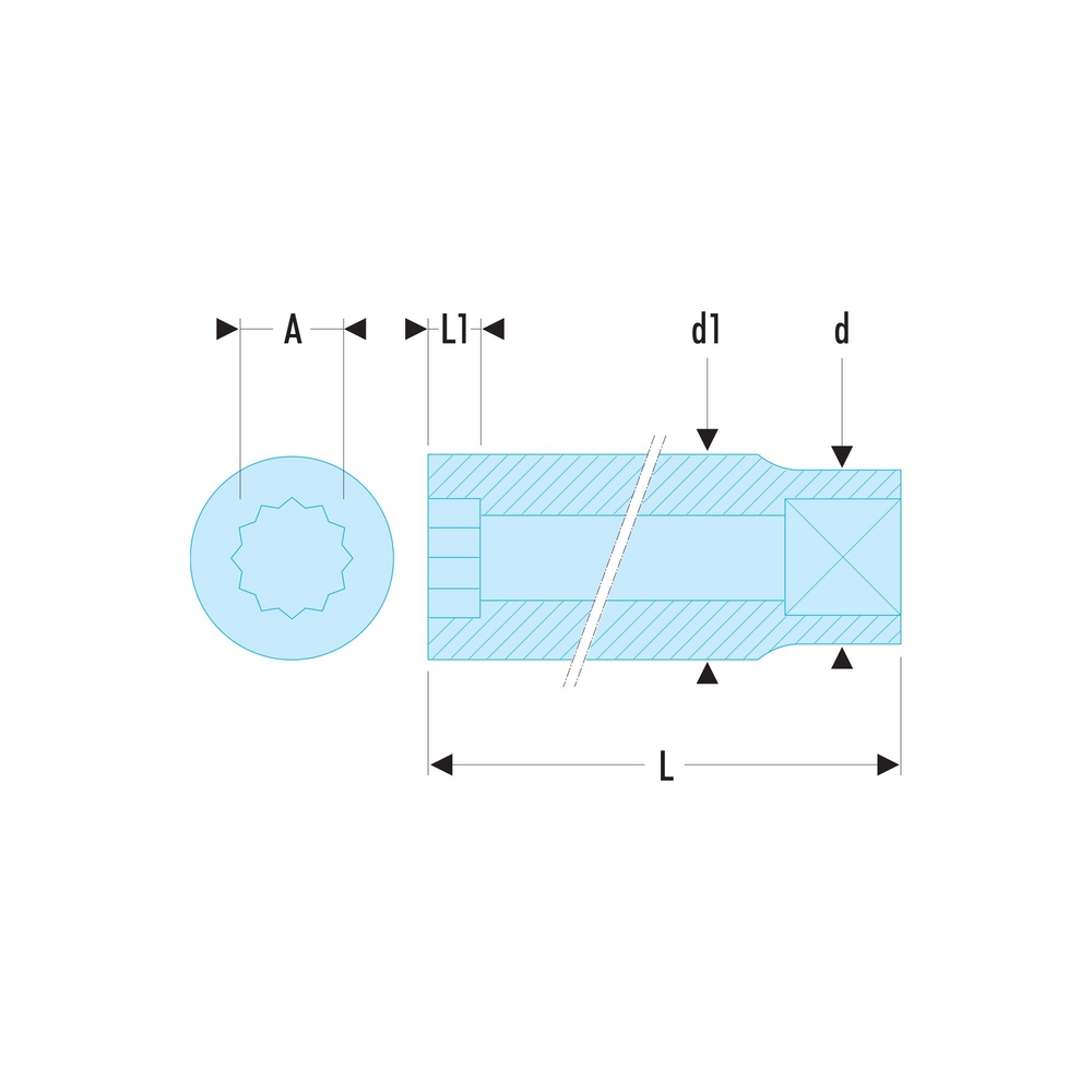 Douille 1/2' 12 pans 21/32 - FACOM - S.21/32