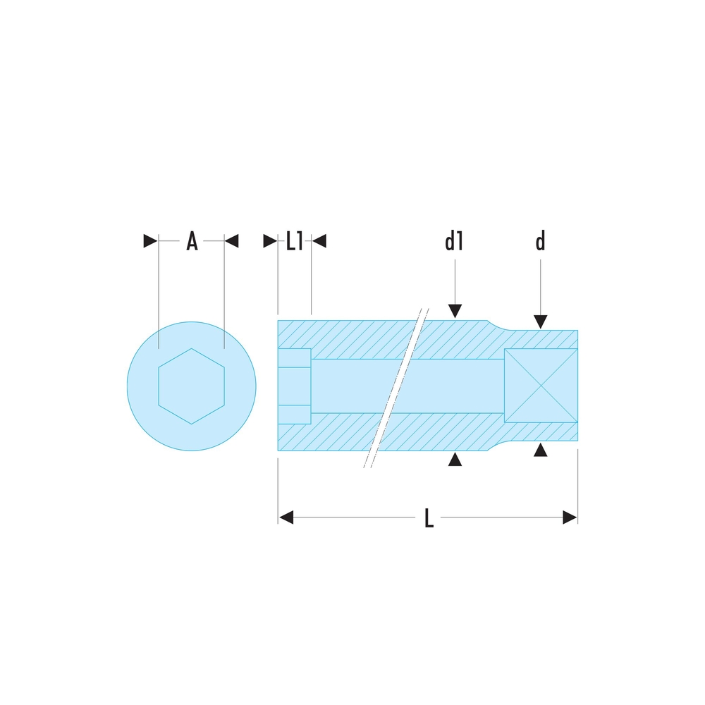 Douille 1/2' longue 6 pans 21 mm - FACOM - S.21HLA