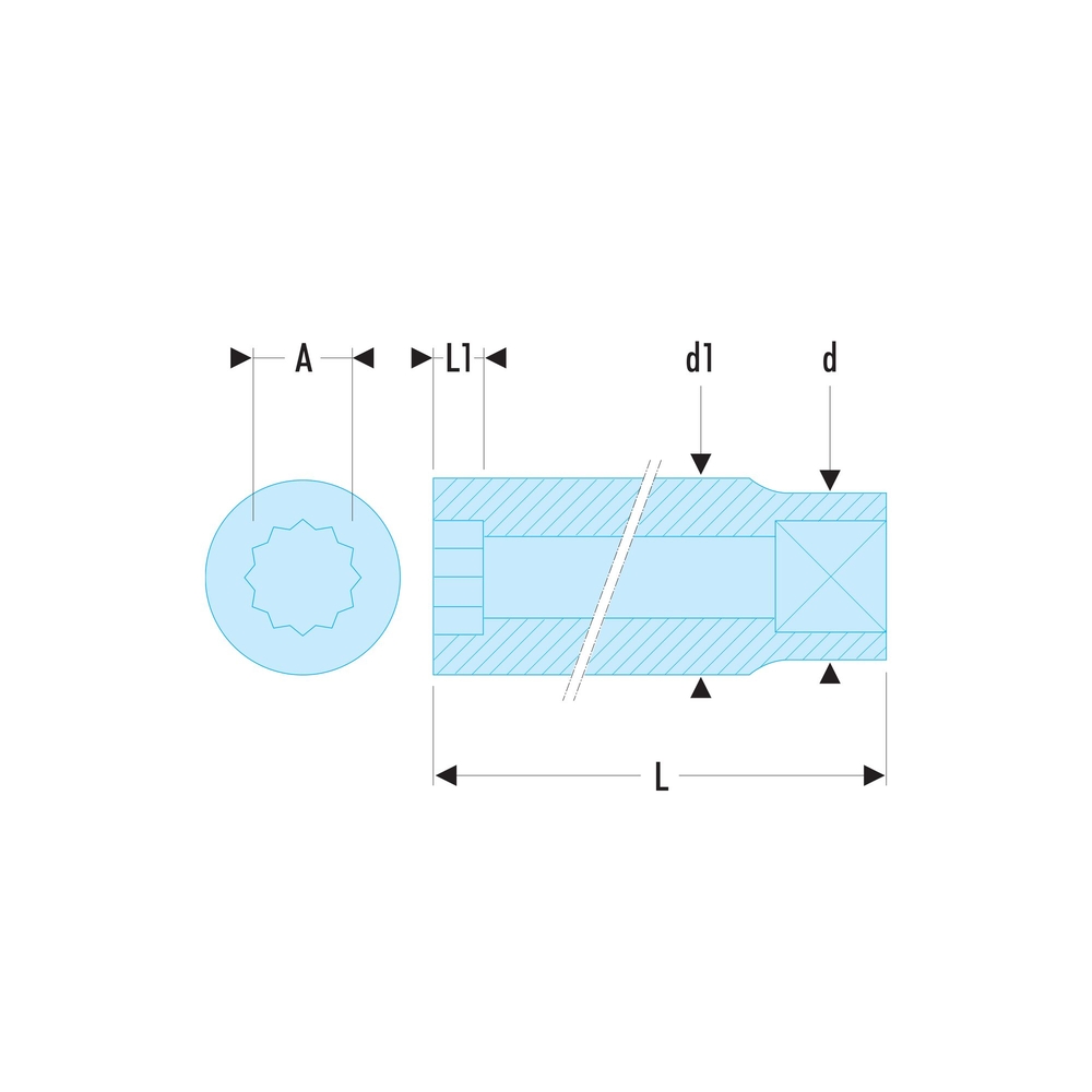 Douille 1/2' longue 12 pans 21 mm - FACOM - S.21LA