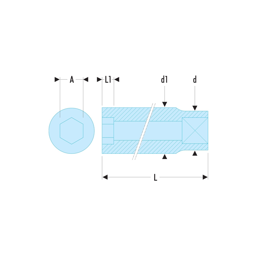Douille 1/2' longue 6 pans 22 mm - FACOM - S.22HLA