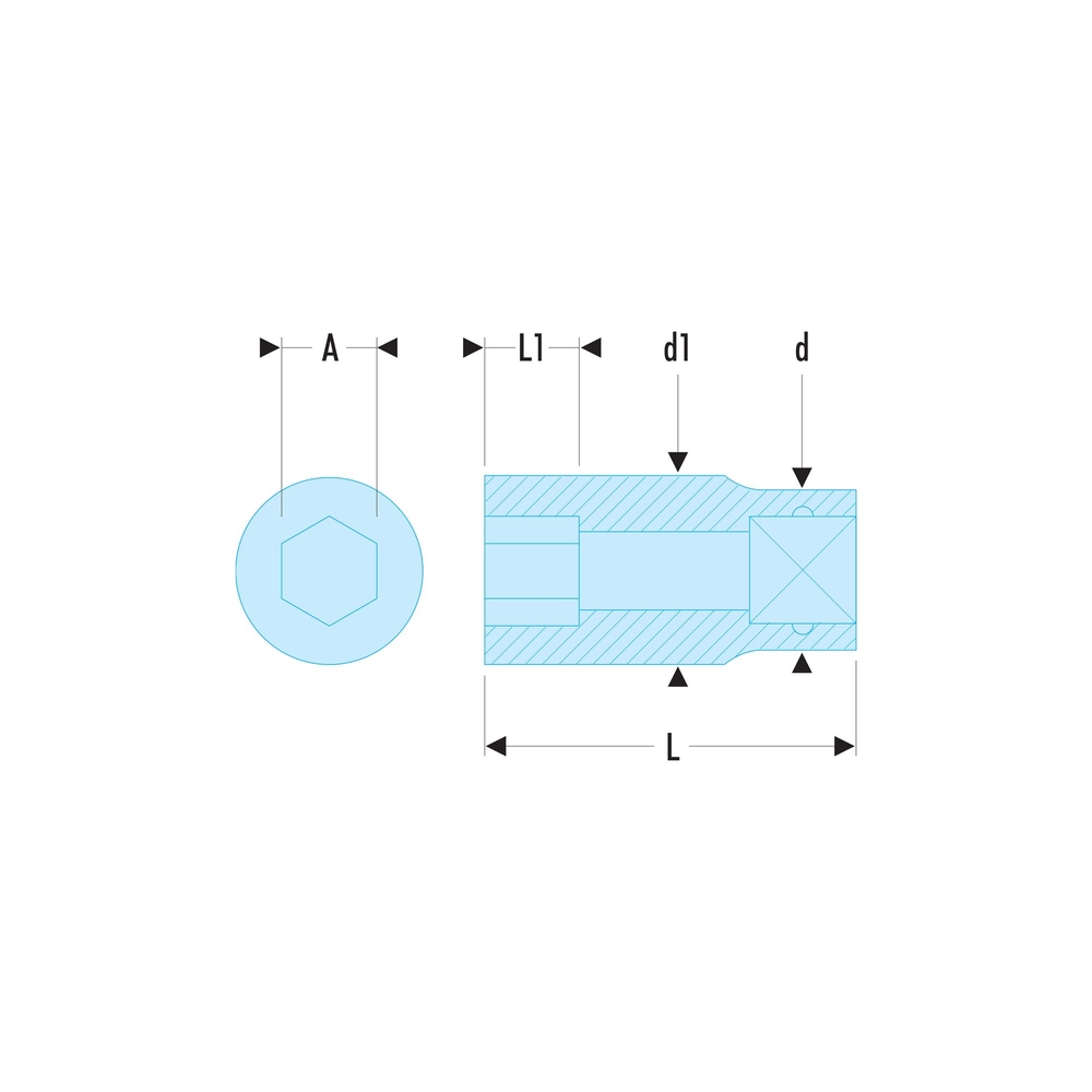 Douille 1/2' 6 pans 25/32 - FACOM - S.25/32H