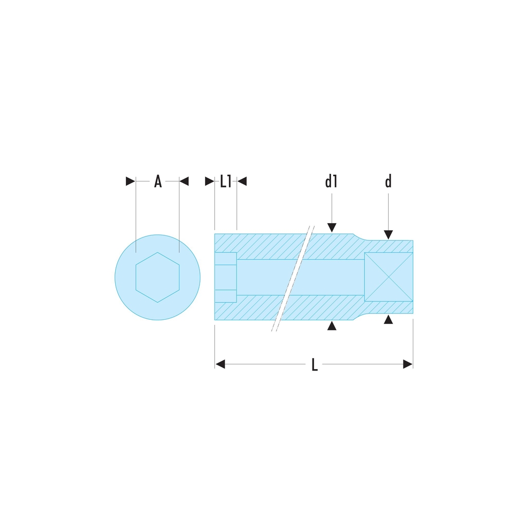 Douille 1/2' longue 6 pans 28 mm - FACOM - S.28HLA