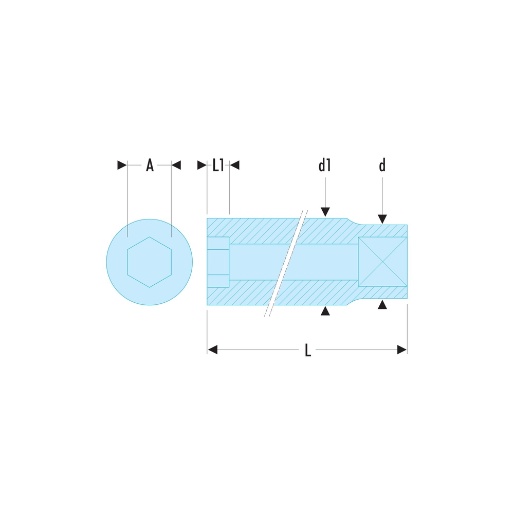 Douille 1/2' longue 6 pans 30 mm - FACOM - S.30HLA