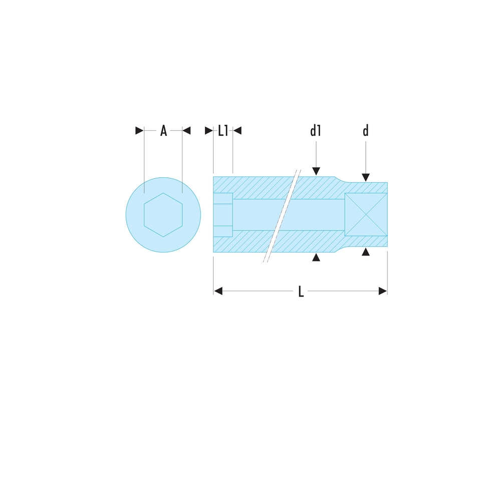 Douille longue 12 pans en pouces 1/2